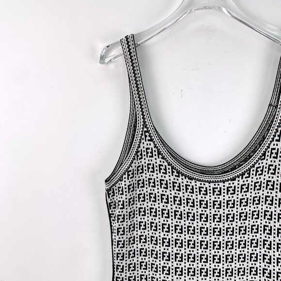 FW0073 Fendi black and white color matching logo monogram full print suspender d - Picture 3 of 7